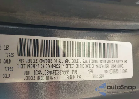 2015 Jeep Compass Sport from USA, damaged, VIN 1C4NJCBA4FD397000